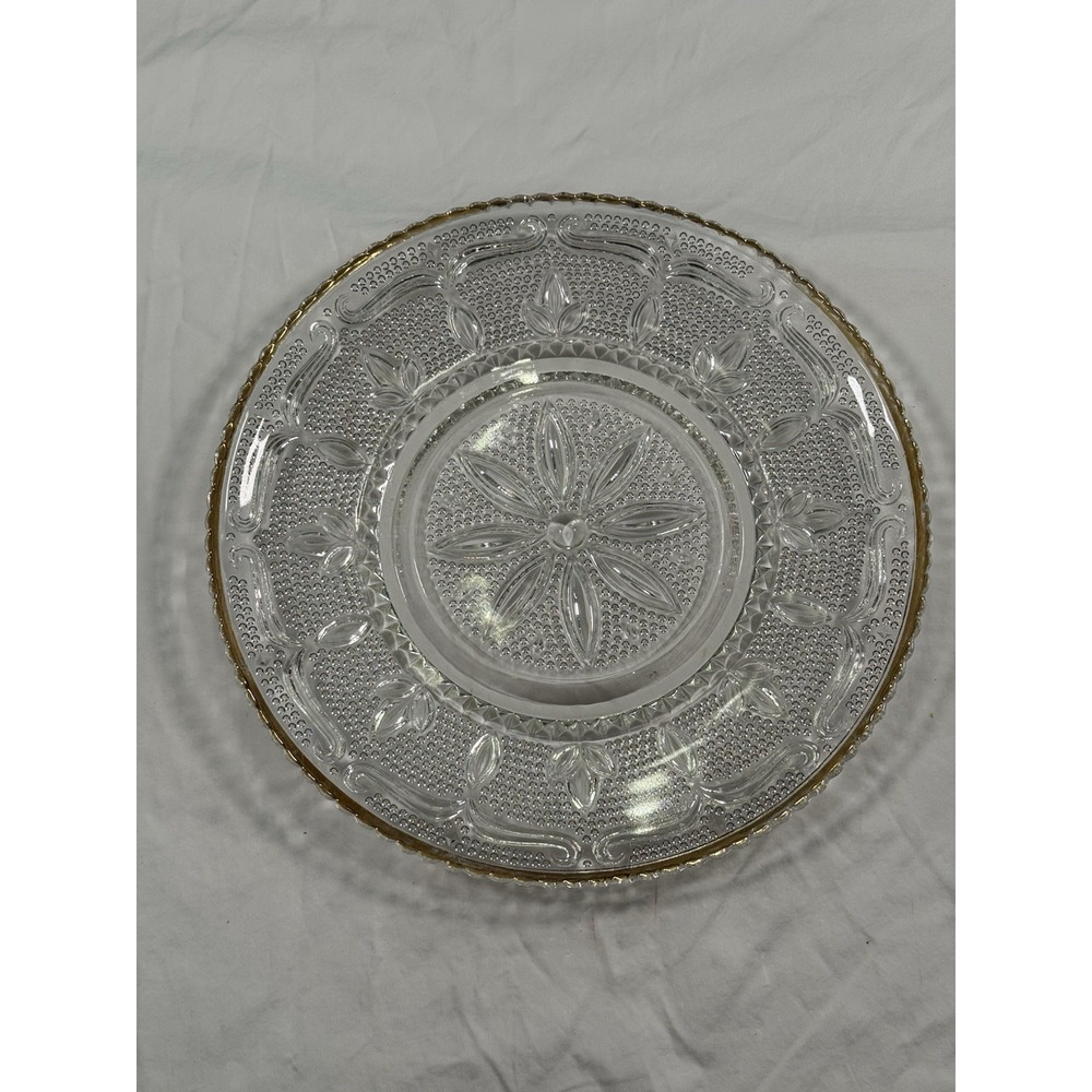 Vtg‎ FEDERAL GLASS -Heritage Clear- Sandwich PLATE, 1k Eyes Hobnail Daisy. MINT